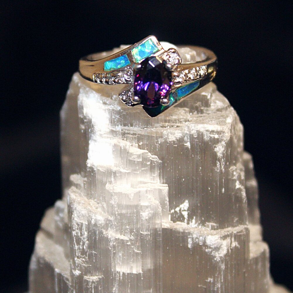 Beautiful 925 Purple Scapolite with Synthetic Blue Opal